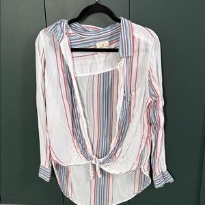 American Eagle Outfitters Multicolor Striped Button-Down Shirt